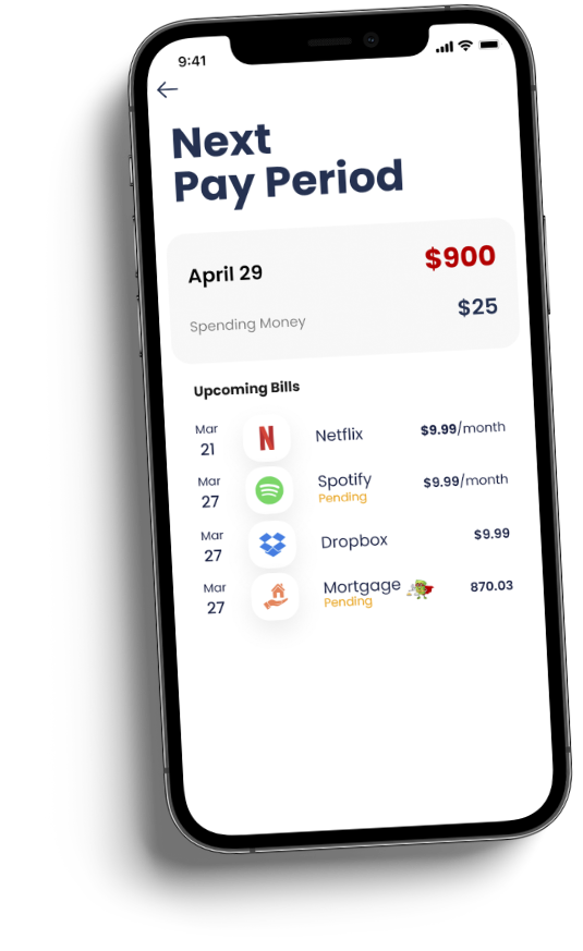 The Bill Balancer splits monies from one pay period to another
